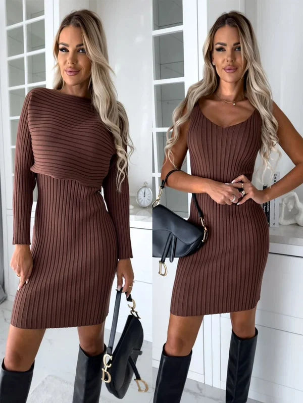 🎁LAST DAY 50% OFF🔥 Knit Pullover Sweater and Cami Dress Set