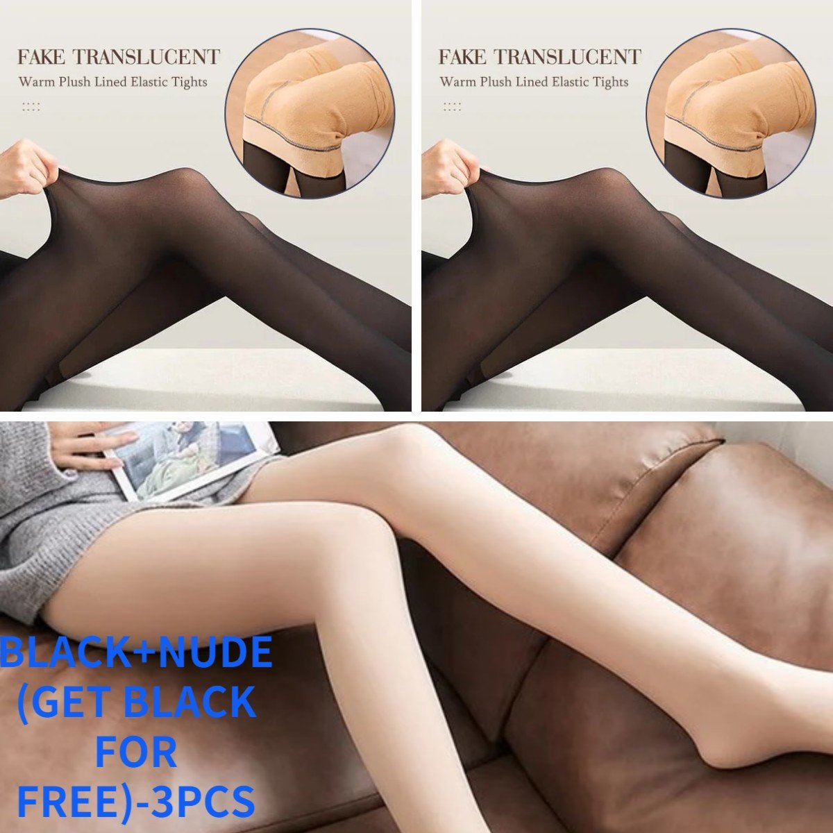 đ„LAST DAY 50% OFFđ„ Flawless Legs Fake Translucent Warm Plush Lined Elastic Tights