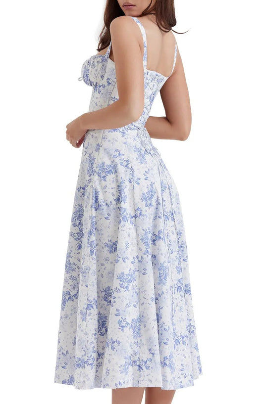 🎁LAST DAY 50% OFF🔥  Nakans Floral Bustier Midriff Waist Shaper Dress 👗