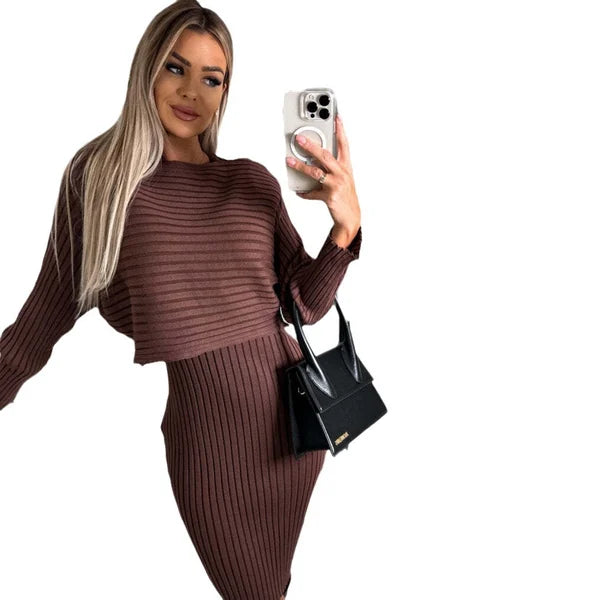 🎁LAST DAY 50% OFF🔥 Knit Pullover Sweater and Cami Dress Set